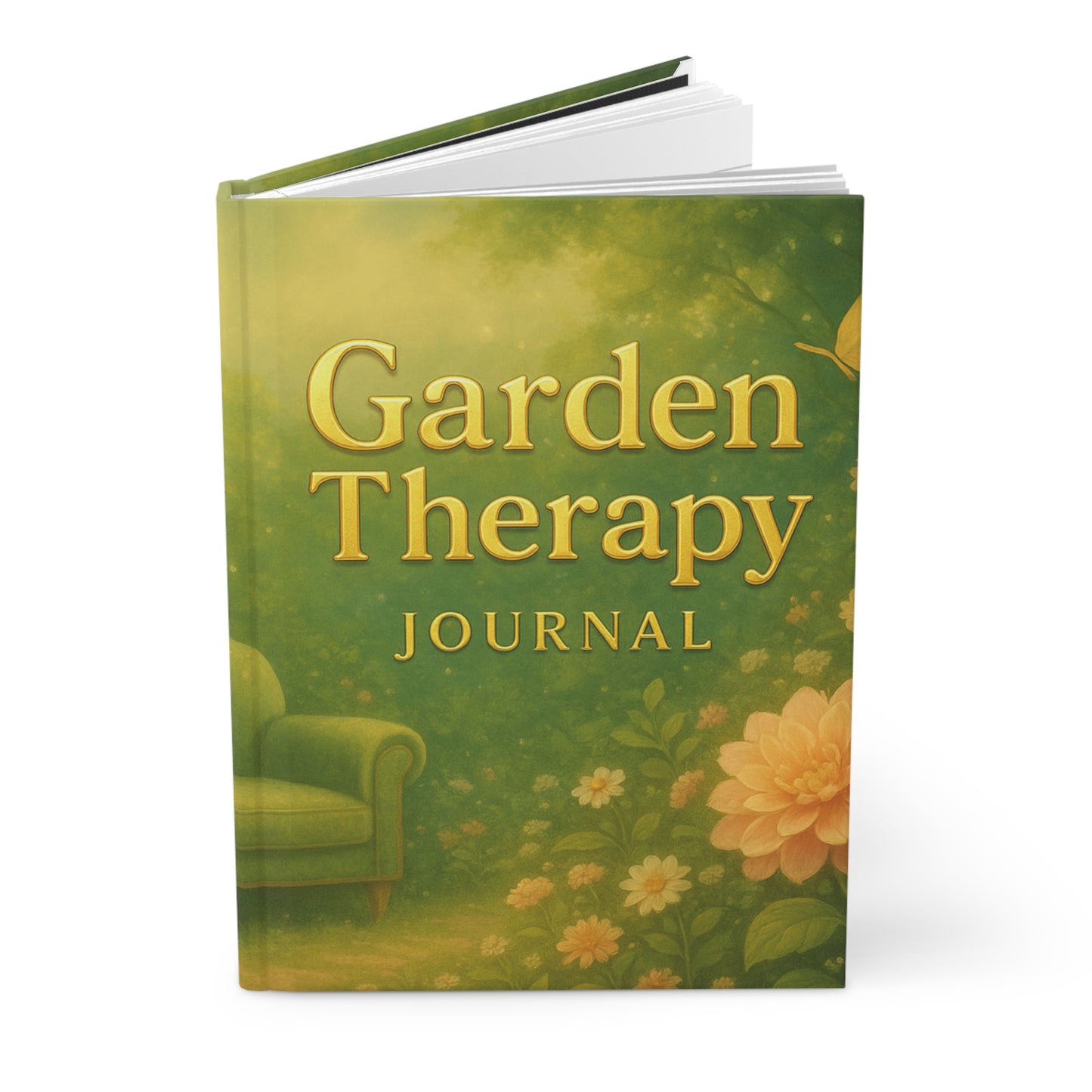 Garden Therapy Hardcover Journal - Floral Writing Notebook, Nature Inspired Gift, Self-Care Journal, Mindfulness Book, Gardening Planner