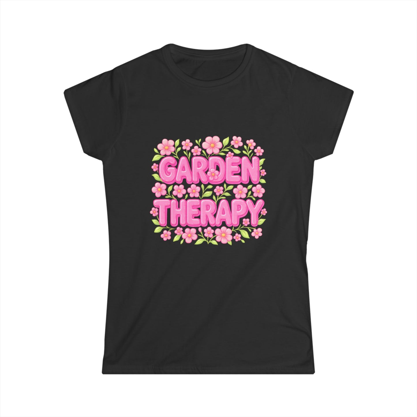 Garden Therapy Women's Tee, Softstyle T-Shirt, Gift for Gardeners, Floral Shirt, Spring Outfit, Self-Care Top