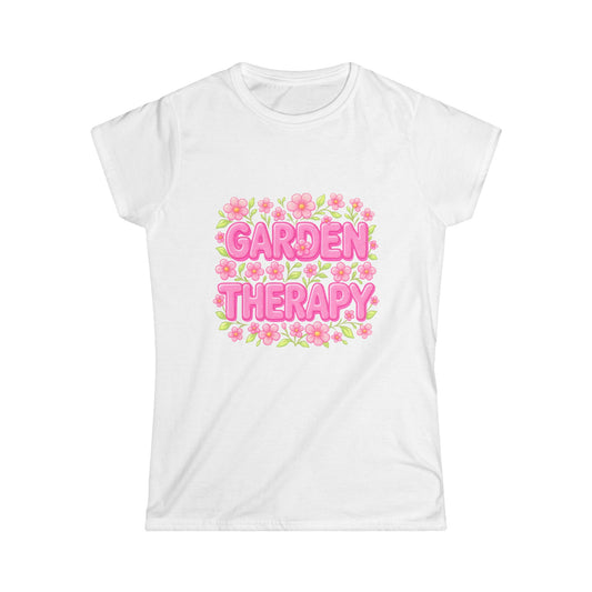 Garden Therapy Women's Tee, Softstyle T-Shirt, Gift for Gardeners, Floral Shirt, Spring Outfit, Self-Care Top