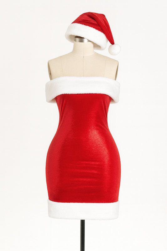 Santa Mini Dress Set (With Hat)