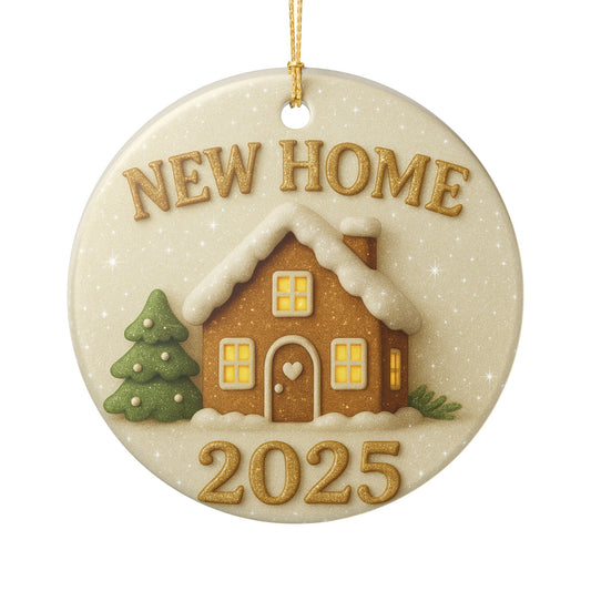 New Home 2025 Ceramic Ornament – Keepsake Holiday House Decoration