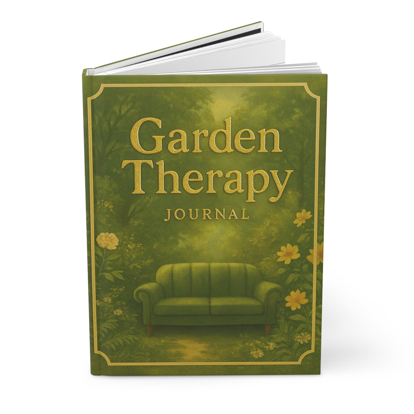 Garden Therapy Hardcover Journal - Floral Writing Notebook, Nature Inspired Gift, Self-Care Journal, Mindfulness Book, Gardening Planner